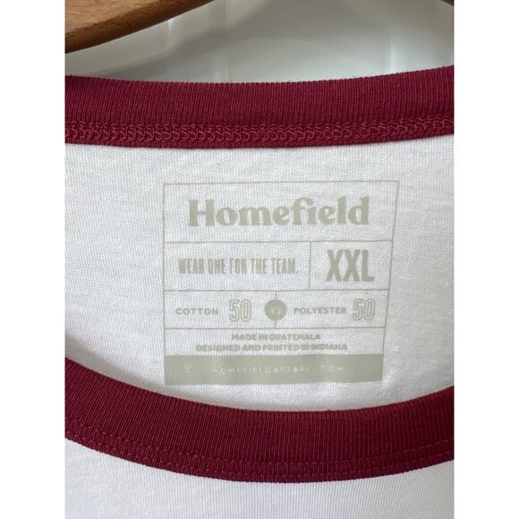 Homefield Raglan Baseball T Shirt Men XXL White Maroon Cotton Poly Basic Tee NEW - Picture 3 of 5